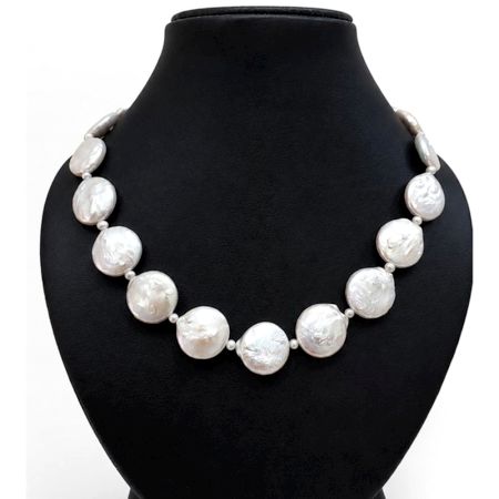 Handcrafted Freshwater Coin Pearl Statement Necklace